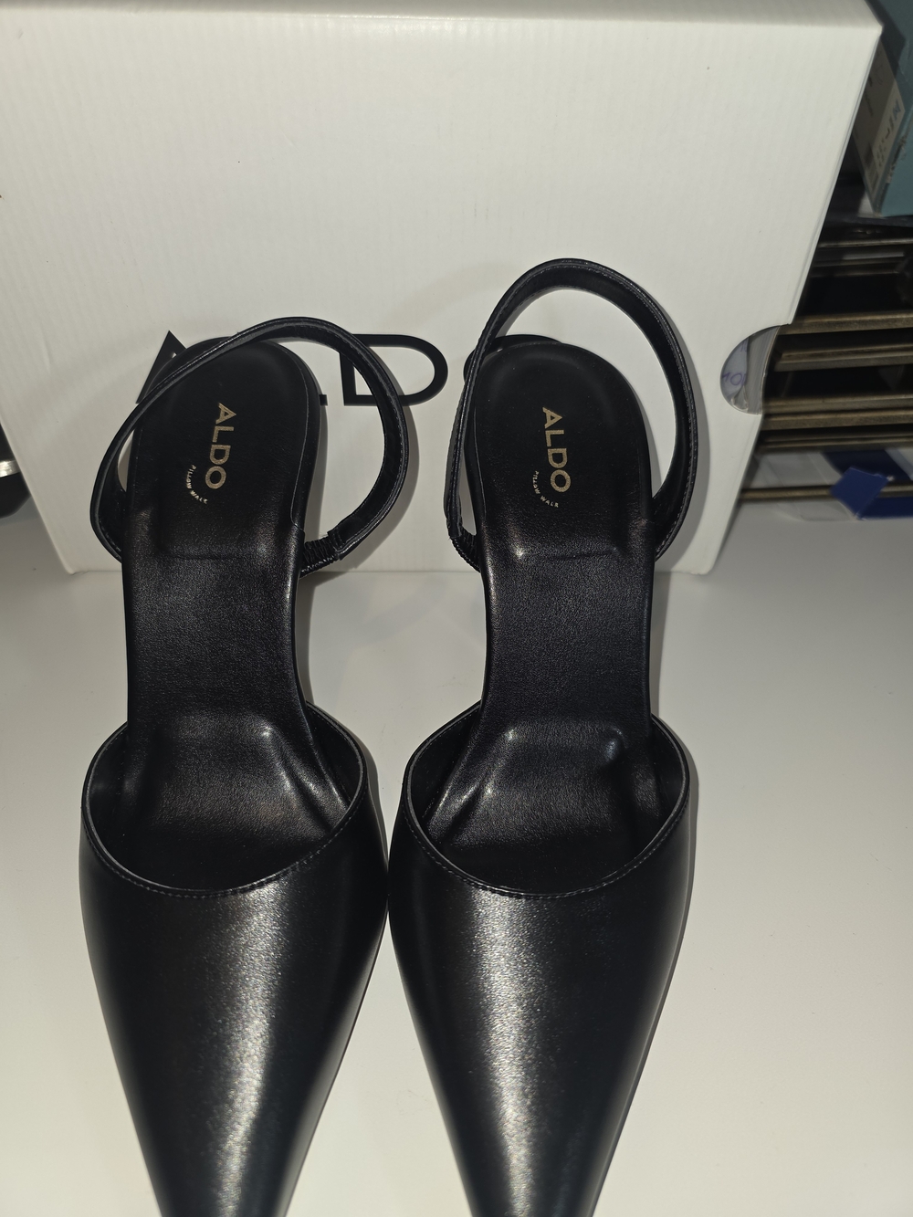 ALDO Black Zueella Slingback Heels Pointed Toe Sz 7.5